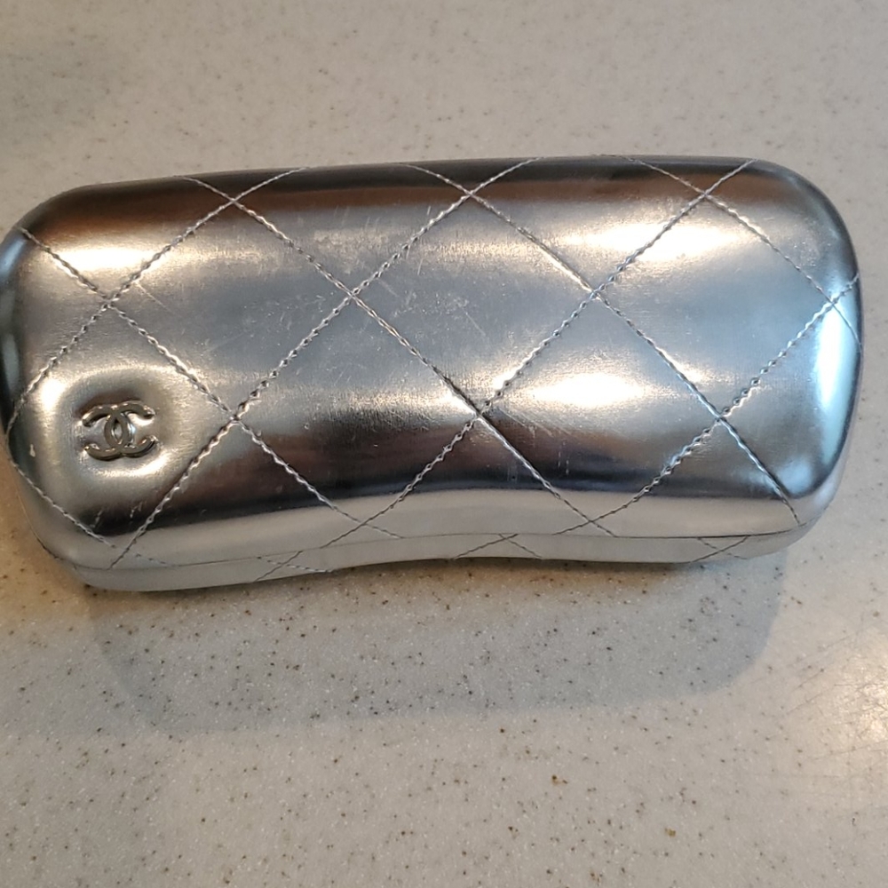 Chanel Silver Metallic Eyeglass Case
